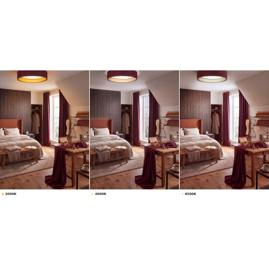 Brilagi - Lámpara de techo LED VELVET VARI LED/24W/230V 3000/4000/6500K Ø 45 cm burdeos/dorado