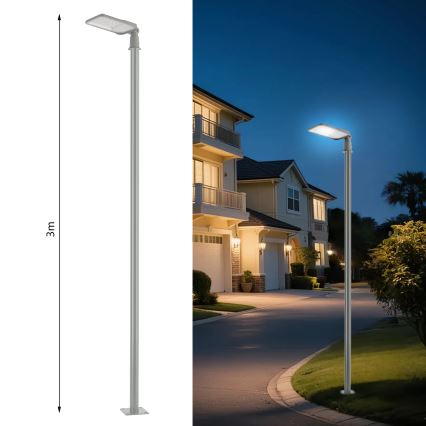 BRILAGI - Farola LED para exterior con poste articulado de 3 m URBANLIGHT LED/100W/230V gris IP65