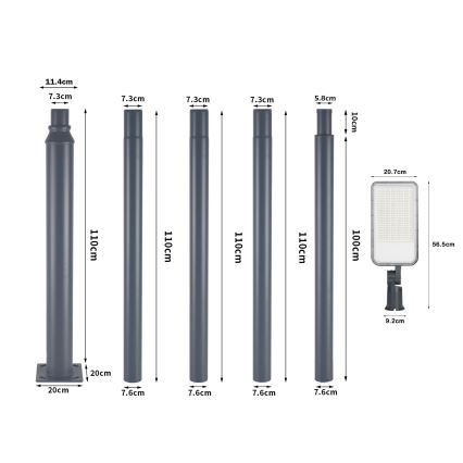 Brilagi - Farola LED exterior con poste y articulación de 5 m URBANLIGHT LED/200W/230V antracita IP65