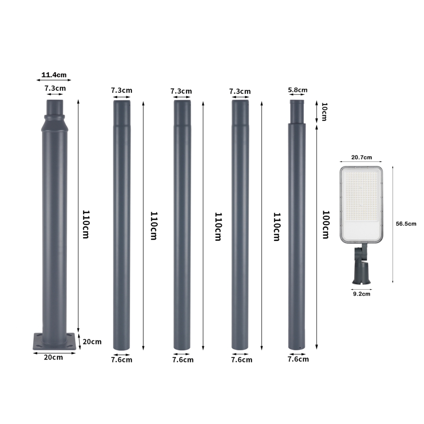 Brilagi - Farola LED exterior con poste y articulación de 5 m URBANLIGHT LED/200W/230V antracita IP65