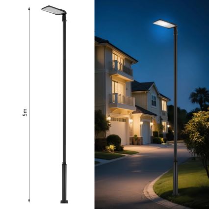 Brilagi - Farola LED para exterior con poste y articulación de 5 m URBANLIGHT LED/200W/230V negra IP65