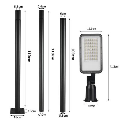 Brilagi - Farola LED exterior con poste y brazo articulado de 3 m URBANLIGHT LED/50W/230V negra IP65