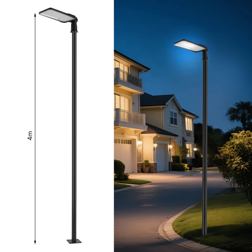 Brilagi - Farola LED exterior con poste y articulación de 4 m URBANLIGHT LED/200W/230V negra IP65