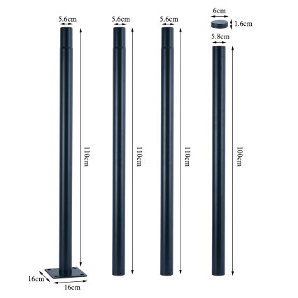 Brilagi - Farola LED de exterior con poste de 4 m URBANSPARK LED/120W/230V antracita IP65