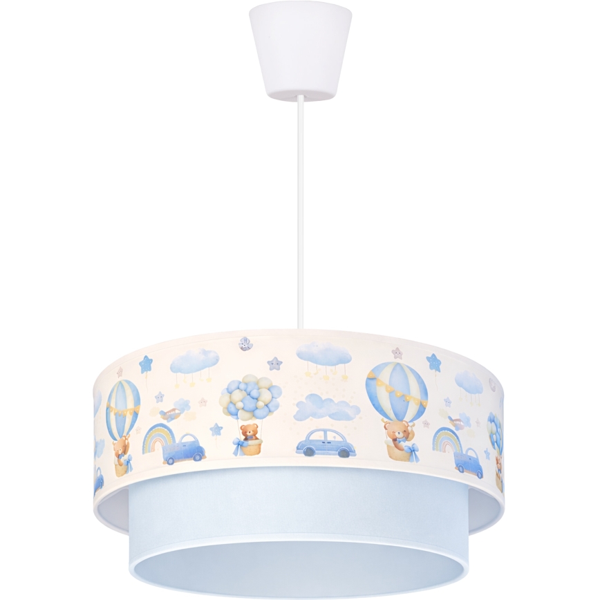 Brilagi - Lámpara colgante infantil LED BOBO con cable 1xE27/60W/230V Ø 40 cm crema/azul/ositos