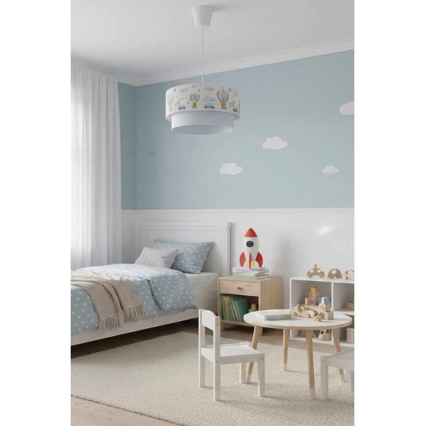 Brilagi - Lámpara colgante infantil LED BOBO con cable 1xE27/60W/230V Ø 40 cm crema/azul/ositos