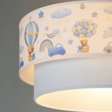 Brilagi - Lámpara colgante infantil LED BOBO con cable 1xE27/60W/230V Ø 40 cm crema/azul/ositos