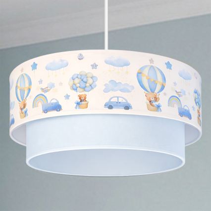 Brilagi - Lámpara colgante infantil LED BOBO con cable 1xE27/60W/230V Ø 40 cm crema/azul/ositos