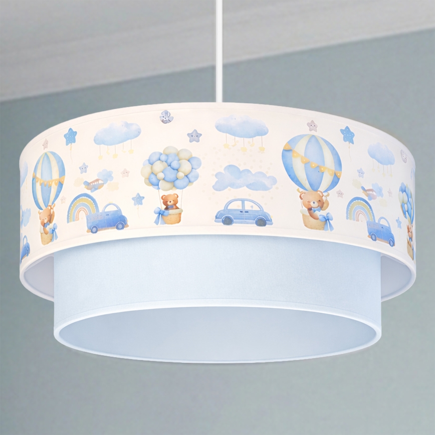 Brilagi - Lámpara colgante infantil LED BOBO con cable 1xE27/60W/230V Ø 40 cm crema/azul/ositos