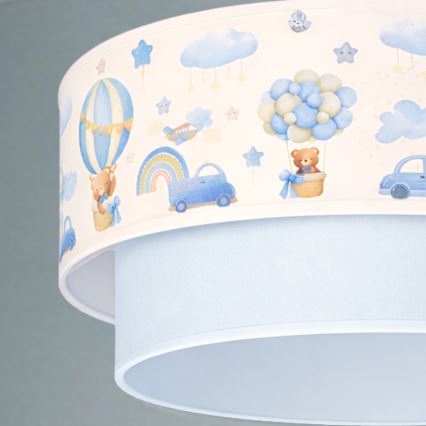 Brilagi - Lámpara colgante infantil LED BOBO con cable 1xE27/60W/230V Ø 40 cm crema/azul/ositos