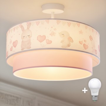 Brilagi-LED Lámpara infantil de techo de montaje en superficie BOBO 1xE27/60W/230V Ø 40 cm crema/rosa/azul real