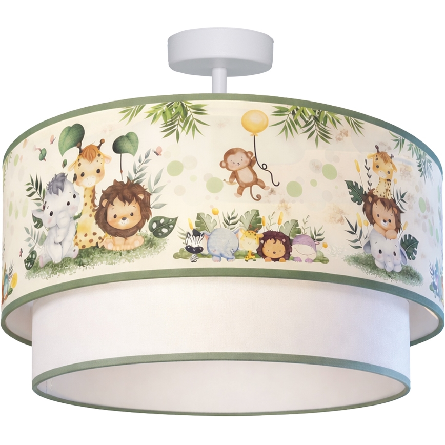 Brilagi - Plafón LED infantil de montaje en superficie BOBO 1xE27/60W/230V Ø 40 cm crema/verde/jungla
