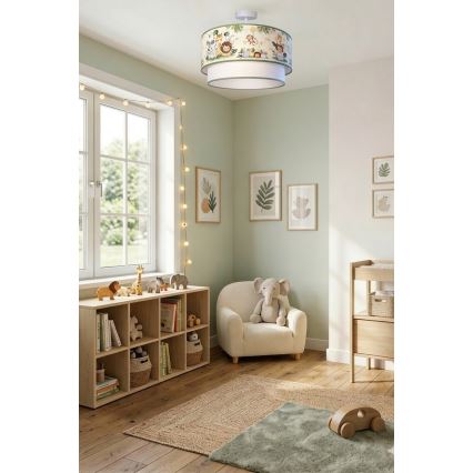 Brilagi - Plafón LED infantil de montaje en superficie BOBO 1xE27/60W/230V Ø 40 cm crema/verde/jungla