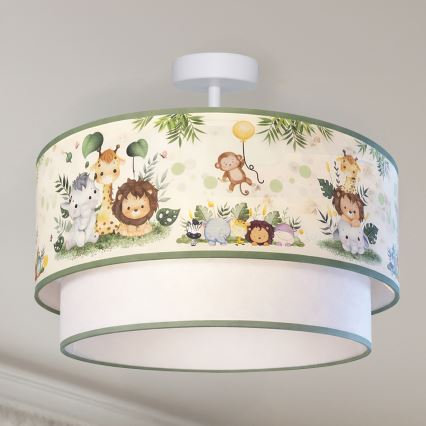 Brilagi - Plafón LED infantil de montaje en superficie BOBO 1xE27/60W/230V Ø 40 cm crema/verde/jungla