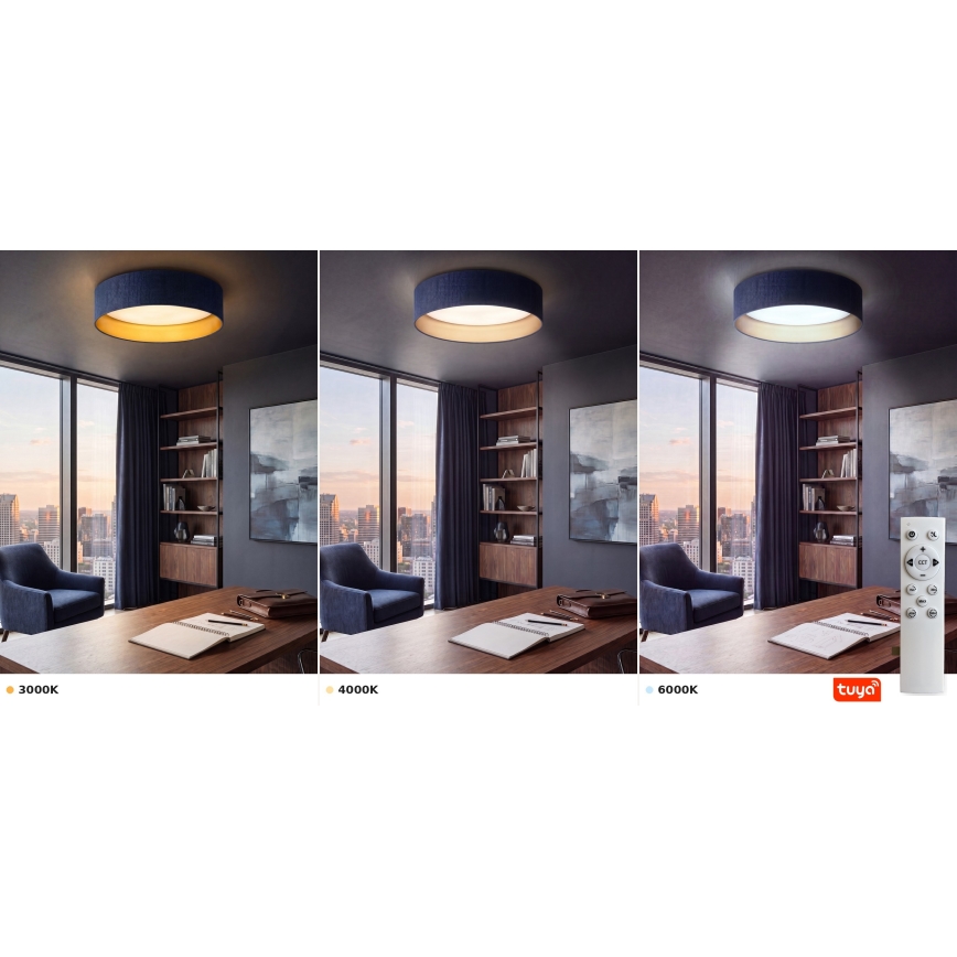 Brilagi - Luminaria de techo LED regulable VELVET SMARTIX STARS LED/24W/230V 3000-6000K Ø 45 cm azul/dorado Wi-Fi Tuya Beacon + control remoto