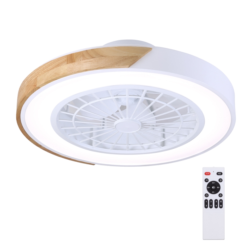 Brilagi - Lámpara de techo LED regulable con ventilador LED/30W/230V 3000-6500K Ø 50 cm blanco/roble + mando a distancia
