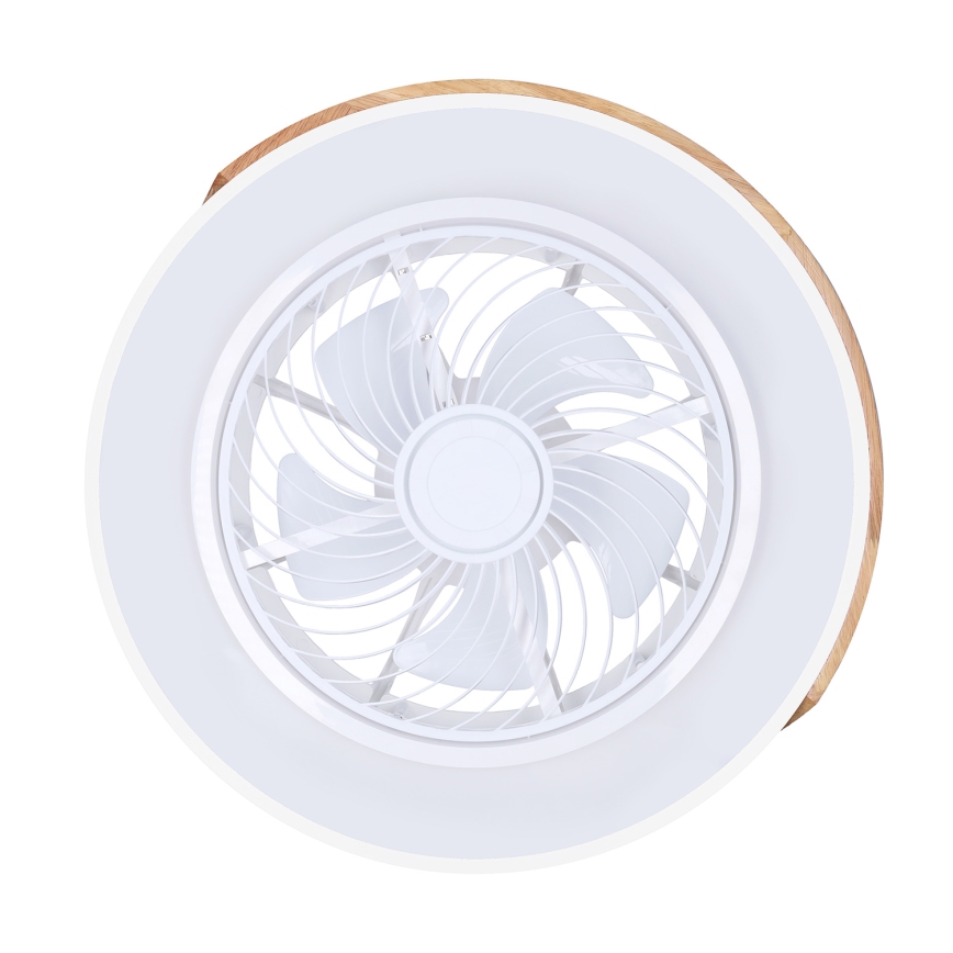 Brilagi - Lámpara de techo LED regulable con ventilador LED/30W/230V 3000-6500K Ø 50 cm blanco/roble + mando a distancia