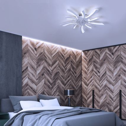BRILAGI - Lámpara de techo LED regulable con ventilador LED/50W/230V 3000-6500K blanca + mando a distancia