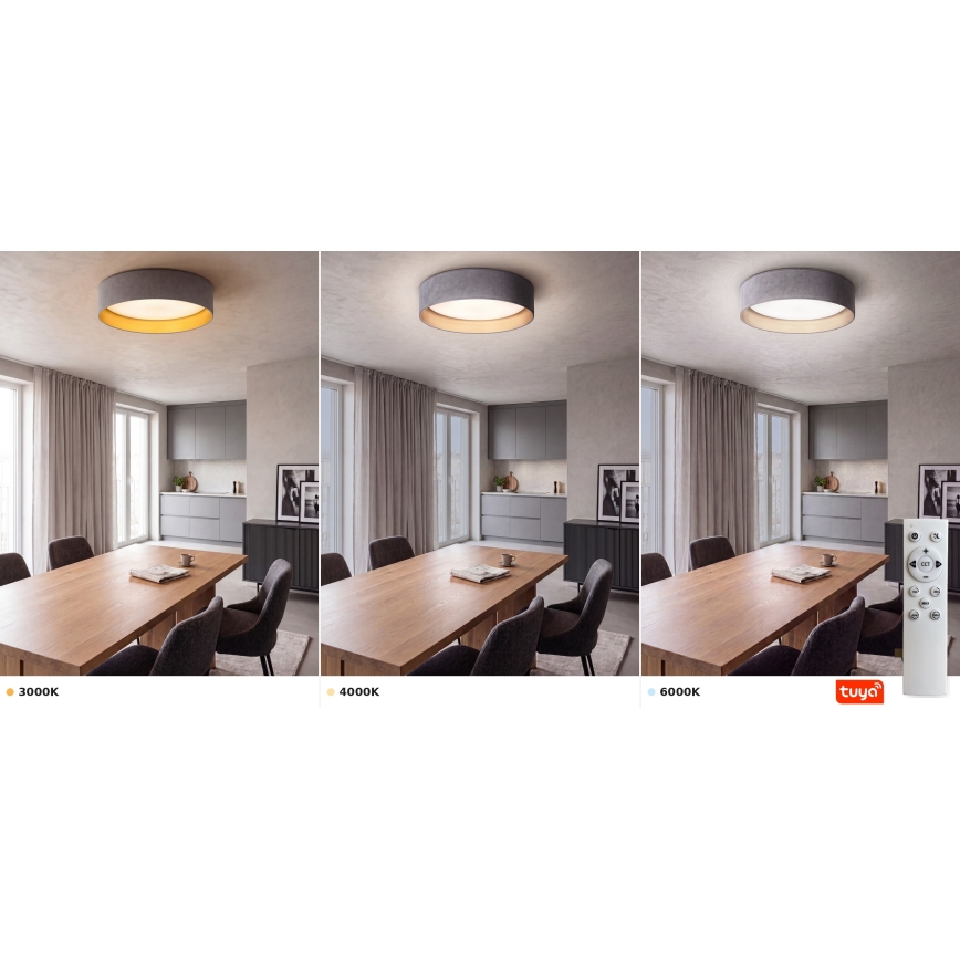 Brilagi - Lámpara de techo LED regulable VELVET SMARTIX STARS LED/36W/230V 3000-6000K diámetro 55 cm gris/dorado Wi-Fi Tuya Beacon + control remoto