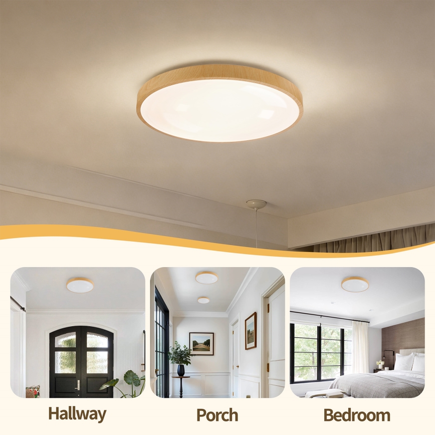 Brilagi - Lámpara de techo LED regulable GLASS POOL DOUBLE LED/48W/230V 3000-6000K 40 cm con acabado en madera + mando a distancia