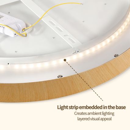 Brilagi - Lámpara de techo LED regulable GLASS POOL DOUBLE LED/48W/230V 3000-6000K 40 cm con acabado en madera + mando a distancia