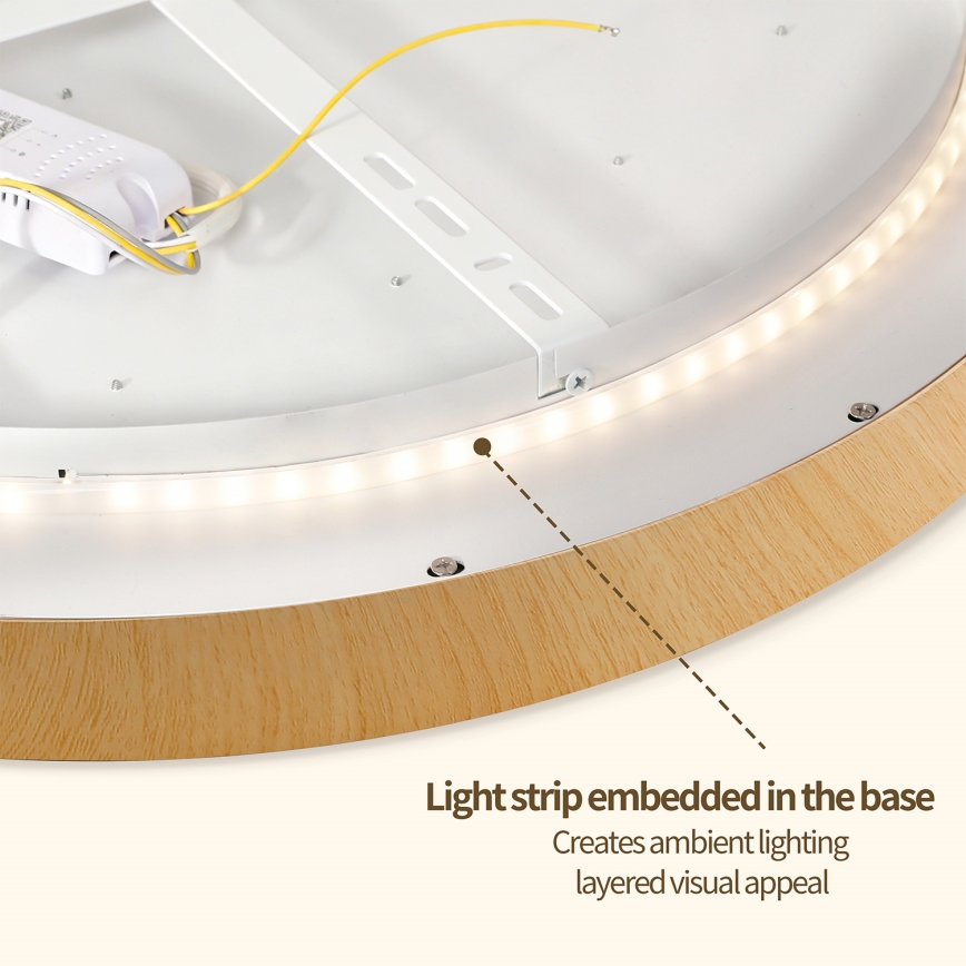 Brilagi - Lámpara de techo LED regulable GLASS POOL DOUBLE LED/48W/230V 3000-6000K 40 cm con acabado en madera + mando a distancia