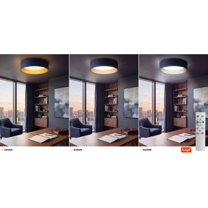 Brilagi - Luminaria de techo LED regulable VELVET SMARTIX STARS LED/36W/230V 3000-6000K diámetro 55 cm azul/dorado Wi-Fi Tuya Beacon + mando a distancia