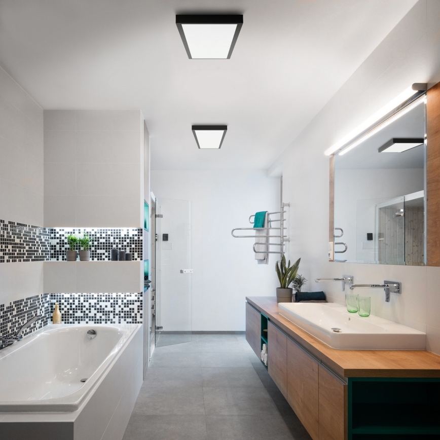 Brilagi - Lámpara de techo LED regulable para baño FRAME SMART LED/50W/230V 120x30 cm 3000-6000K IP44 negra + mando a distancia