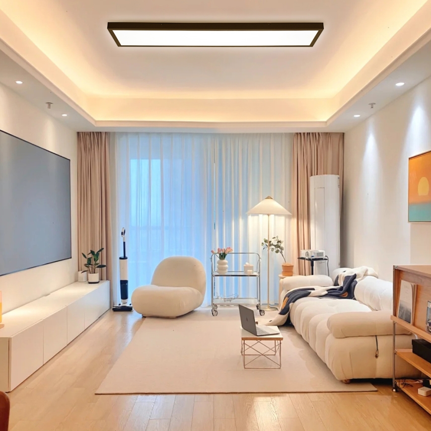 Brilagi - Lámpara de techo LED regulable para baño FRAME SMART LED/50W/230V 120x30 cm 3000-6000K IP44 negra + mando a distancia