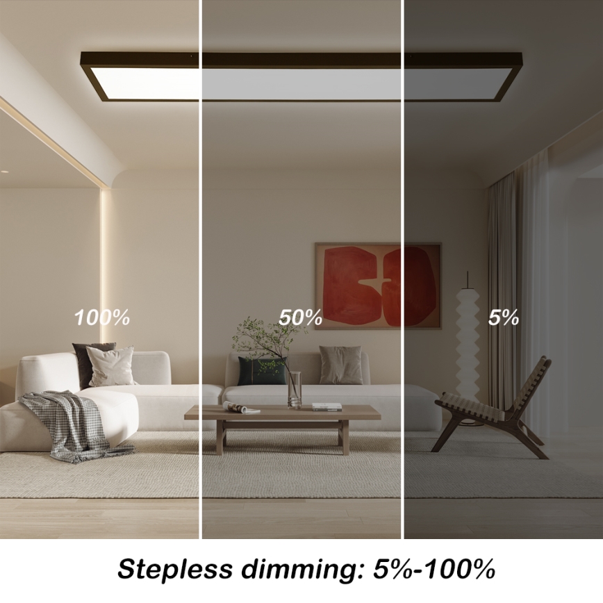 Brilagi - Lámpara de techo LED regulable para baño FRAME SMART LED/50W/230V 120x30 cm 3000-6000K IP44 negra + mando a distancia
