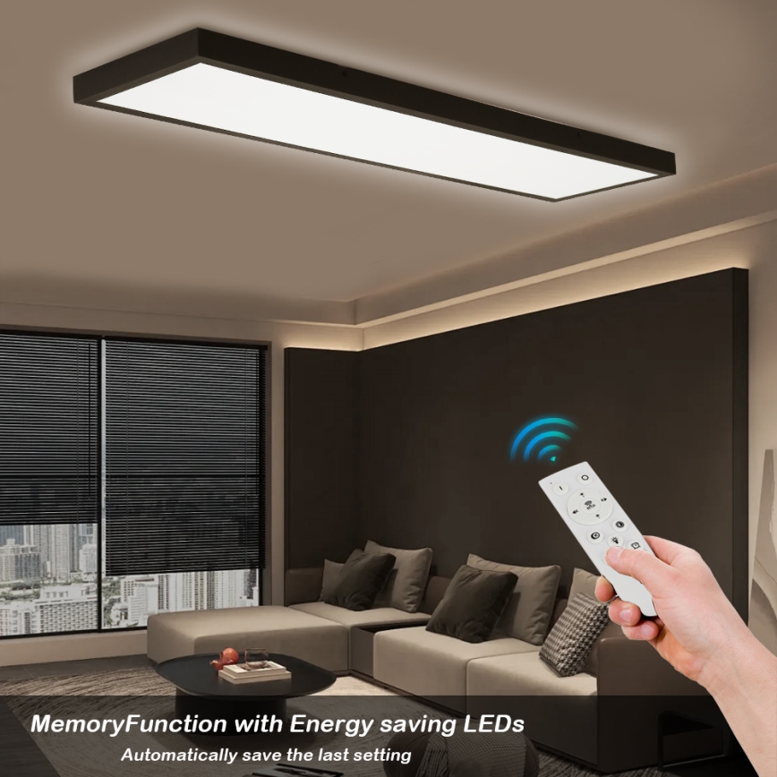 Brilagi - Lámpara de techo LED regulable para baño FRAME SMART LED/50W/230V 120x30 cm 3000-6000K IP44 negra + mando a distancia