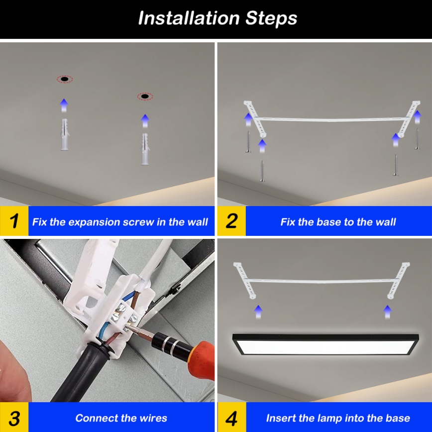 Brilagi - Lámpara de techo LED regulable para baño FRAME SMART LED/50W/230V 120x30 cm 3000-6000K IP44 negra + mando a distancia