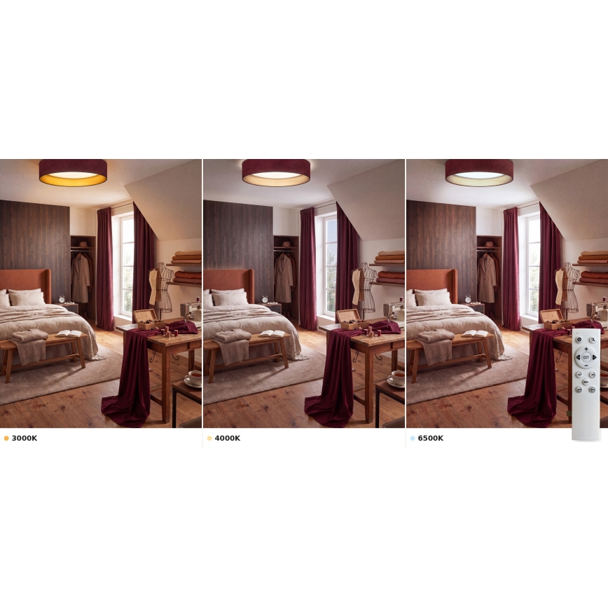 Brilagi - Luminaria de techo LED regulable VELVET SMART VARI LED/36W/230V 3000-6500K Ø 55 cm burdeos/dorado + mando a distancia