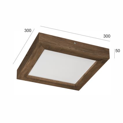 BRILAGI - Lámpara de techo LED regulable para baño WOODY FRAME LED/24W/230V roble nogal 30x30 cm 3000-6000K IP44 + mando a distancia