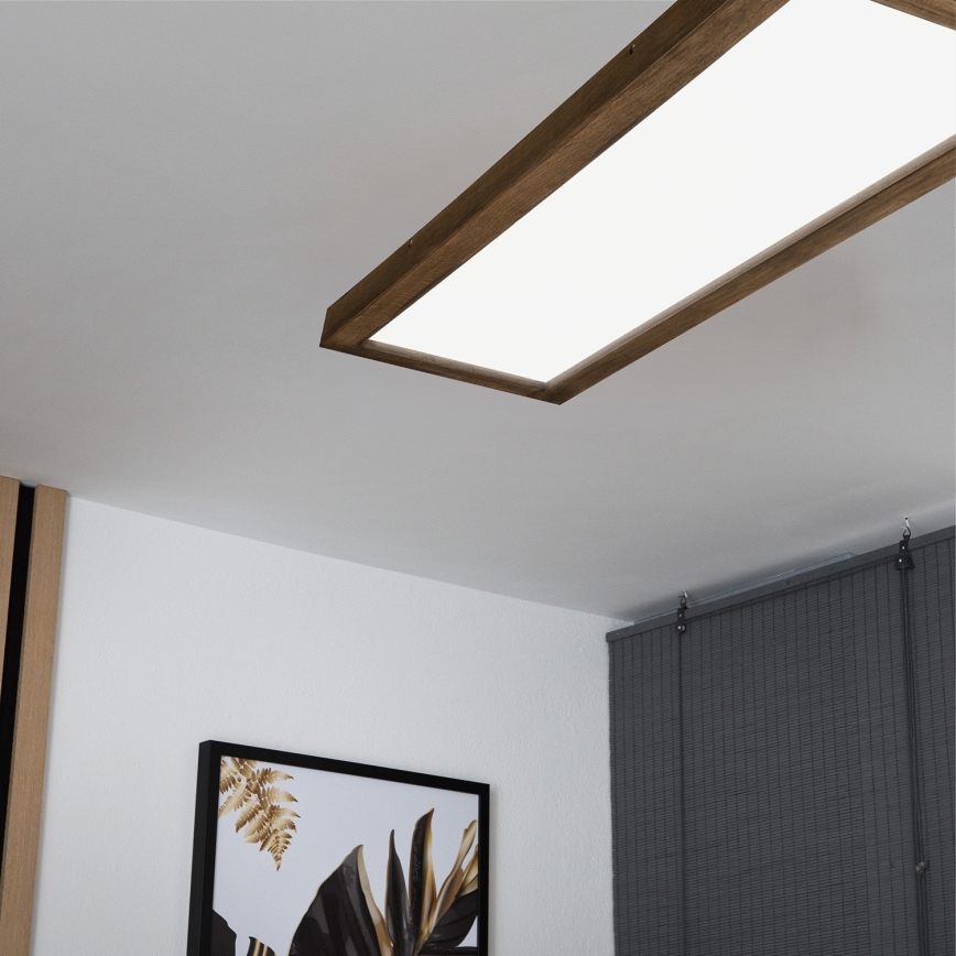 Brilagi - Lámpara de techo LED regulable para baño WOODY FRAME LED/50W/230V roble nogal 120x30 cm 3000-6000K IP44 + mando a distancia