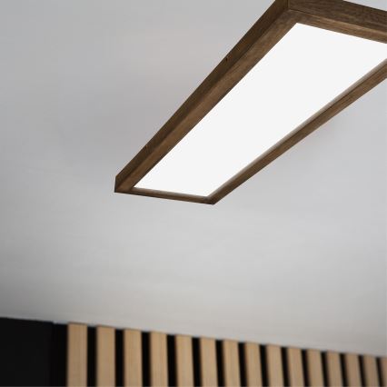 Brilagi - Lámpara de techo LED regulable para baño WOODY FRAME LED/50W/230V roble nogal 120x30 cm 3000-6000K IP44 + mando a distancia