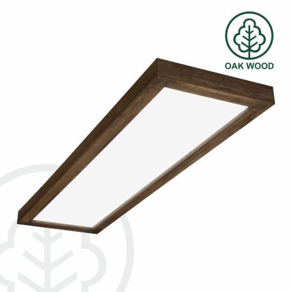 Brilagi - Lámpara de techo LED regulable para baño WOODY FRAME LED/50W/230V roble nogal 120x30 cm 3000-6000K IP44 + mando a distancia