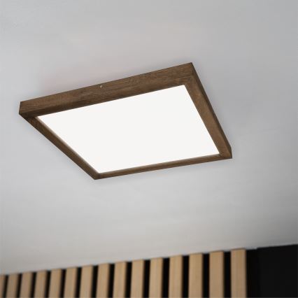 Brilagi - Lámpara de techo LED regulable para baño WOODY FRAME LED/50W/230V roble nogal 60x60 cm 3000-6000K IP44 + mando a distancia