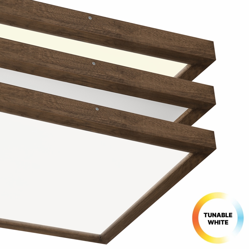 Brilagi - Lámpara de techo LED regulable para baño WOODY FRAME LED/50W/230V roble nogal 60x60 cm 3000-6000K IP44 + mando a distancia