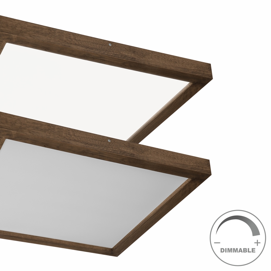 Brilagi - Lámpara de techo LED regulable para baño WOODY FRAME LED/50W/230V roble nogal 60x60 cm 3000-6000K IP44 + mando a distancia