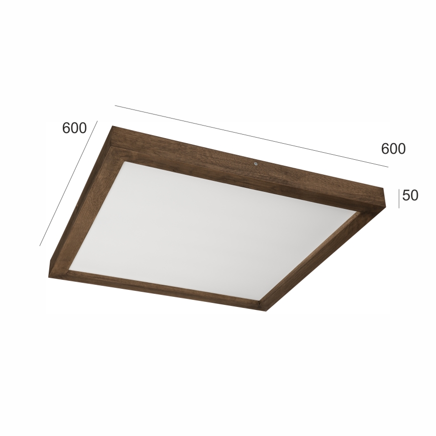 Brilagi - Lámpara de techo LED regulable para baño WOODY FRAME LED/50W/230V roble nogal 60x60 cm 3000-6000K IP44 + mando a distancia
