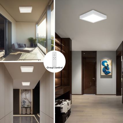 Brilagi - Luminaria de techo LED regulable para baño FRAME SMART LED/24W/230V 30x30 cm 3000-6000K IP44 blanca + mando a distancia