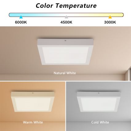 Brilagi - Luminaria de techo LED regulable para baño FRAME SMART LED/24W/230V 30x30 cm 3000-6000K IP44 blanca + mando a distancia