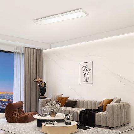 Brilagi - Lámpara LED regulable para techo de baño FRAME SMART LED/50W/230V 120x30 cm 3000-6000K IP44 plateada + mando a distancia