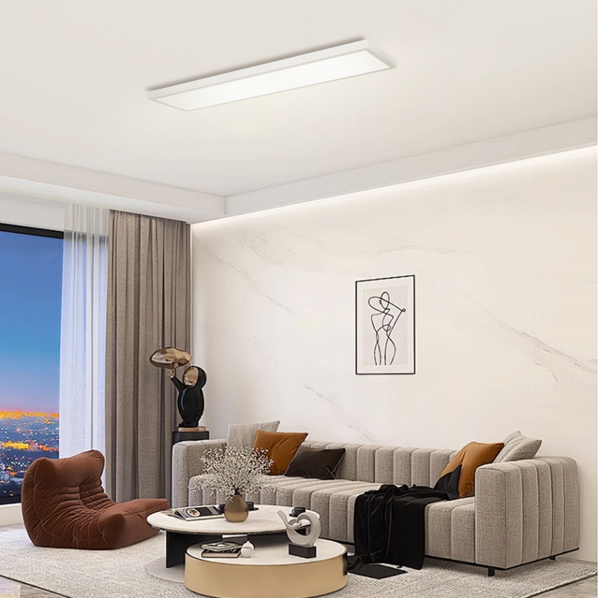 Brilagi - Lámpara LED regulable para techo de baño FRAME SMART LED/50W/230V 120x30 cm 3000-6000K IP44 plateada + mando a distancia