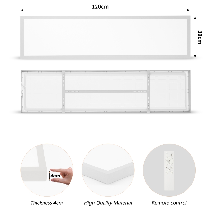 Brilagi - Lámpara LED regulable para techo de baño FRAME SMART LED/50W/230V 120x30 cm 3000-6000K IP44 plateada + mando a distancia