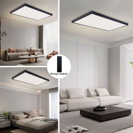Brilagi - Luminaria de techo para baño LED regulable FRAME SMART LED/96W/230V 120x60 cm 3000-6000K IP44 negra + mando a distancia