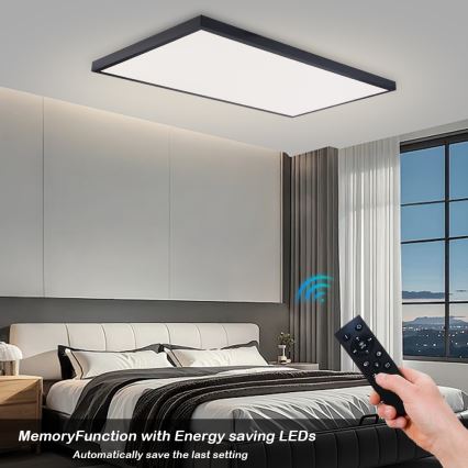Brilagi - Luminaria de techo para baño LED regulable FRAME SMART LED/96W/230V 120x60 cm 3000-6000K IP44 negra + mando a distancia