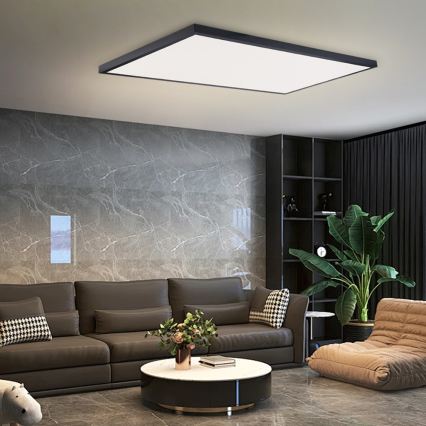 Brilagi - Luminaria de techo para baño LED regulable FRAME SMART LED/96W/230V 120x60 cm 3000-6000K IP44 negra + mando a distancia