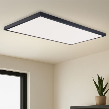 Brilagi - Luminaria de techo para baño LED regulable FRAME SMART LED/96W/230V 120x60 cm 3000-6000K IP44 negra + mando a distancia